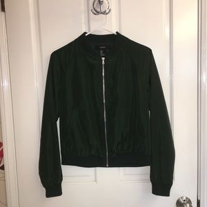 Shiny Forest Green Bomber Jacket